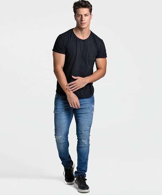 Calça Masculina Jeans Destroyed Skinny Sawary