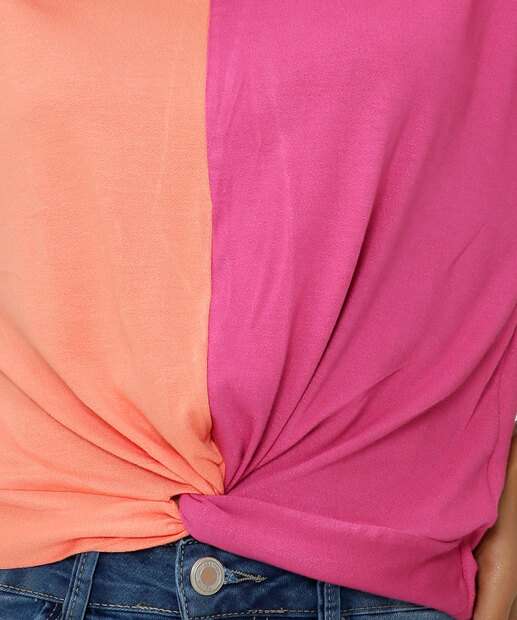 Blusa Feminina Viscolycra Bicolor Manga Curta Marisa