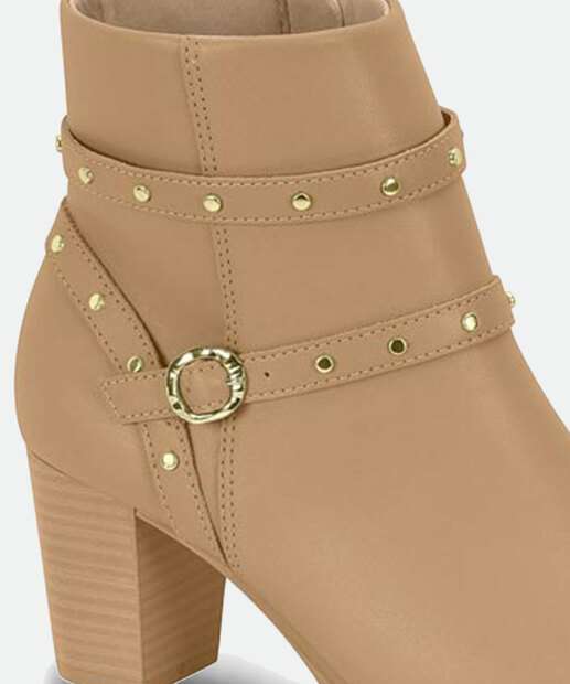 Bota Feminina Cano Curto Salto Grosso Tachas Modare 