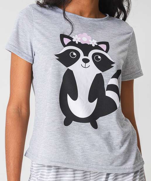 Pijama Feminino Estampado Marisa Cinza