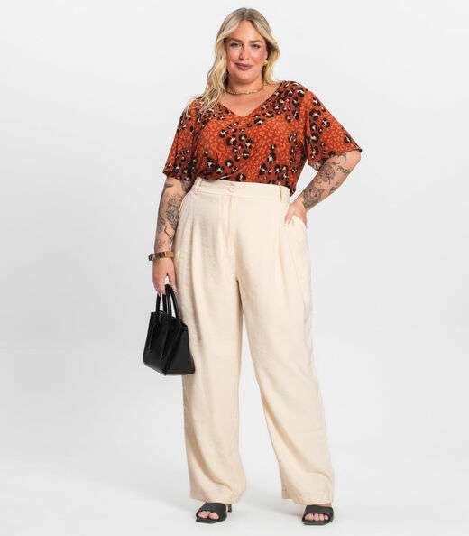 Blusa Feminina Plus Size Infinita Cor Laranja