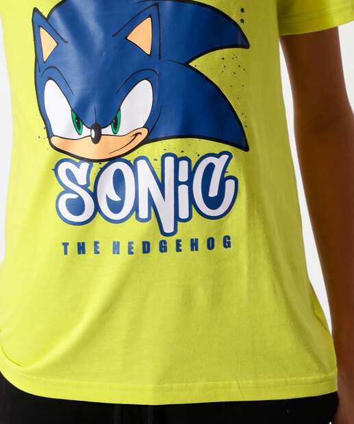 Camiseta Juvenil Estampada Sonic Tam 10 a 16