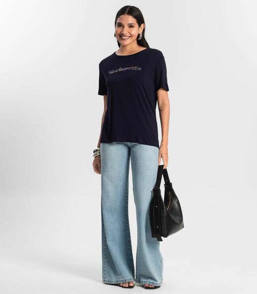 Blusa Feminina Viscotorcion Rovitex Azul