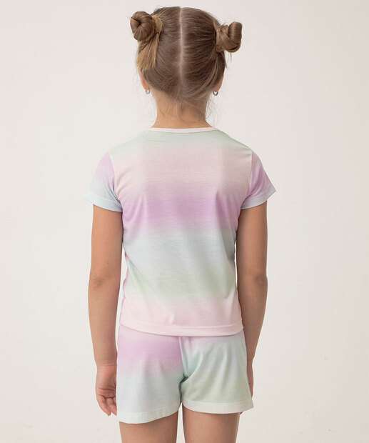 Pijama Infantil Stitch Degradê Manga Curta Disney Tam 4 a 12