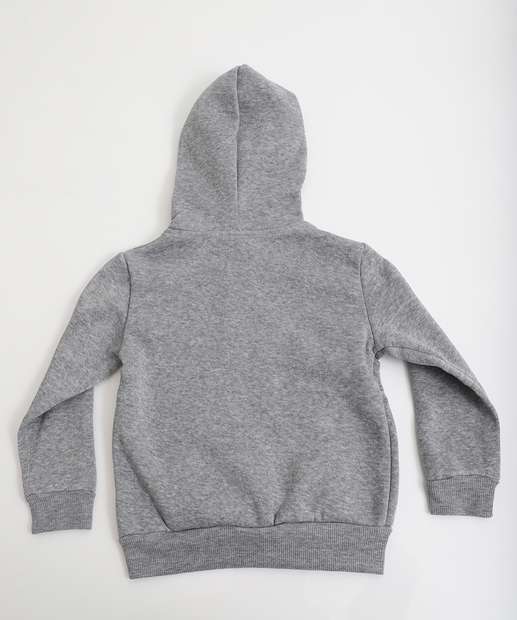 Casaco Infantil Moletom Flanelado Capuz Marisa Tam 1 a 3 Cinza