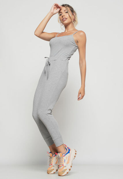 Regata  Alcinha Malha Canelada Mescla