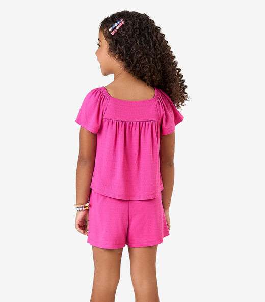 Conjunto Blusa c/ Shorts Visco Maquineta Rovi Kids Rosa