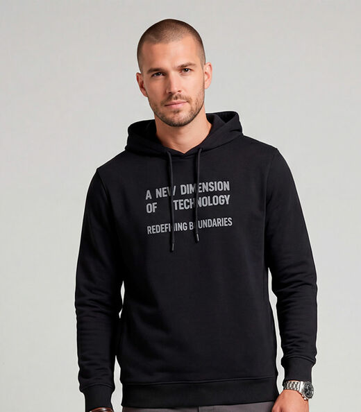 Blusão Masculino Moletom Com Capuz Diametro Preto