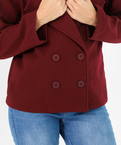 Casaco Feminino Polivelour Botões Marisa Vinho
