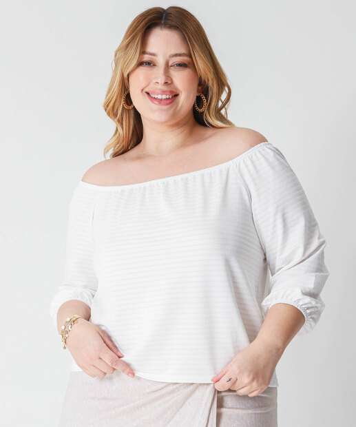 Image_Blusa Plus Size Ciganinha Feminina Manga 7/8 Marisa