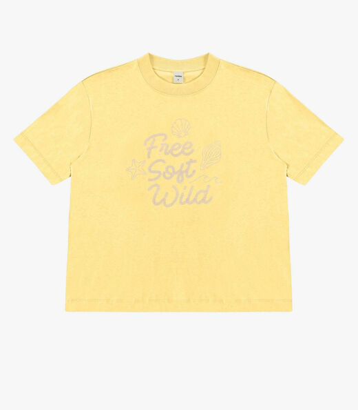 Image_Camiseta Feminina Meia Malha Com Estampa Rovitex Amarelo