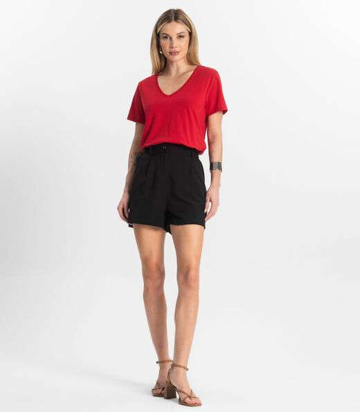 Blusa Básica Feminina Meia Malha Rovitex Vermelho