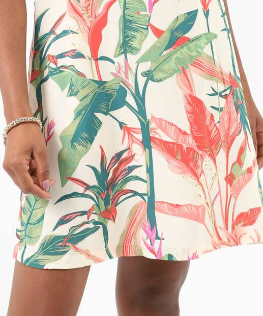 Vestido Feminino Folhas Alças Finas Marisa Off White