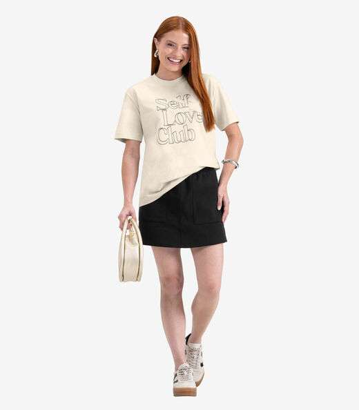 Shorts Saia Juvenil em Moletinho Basic Minty Preto