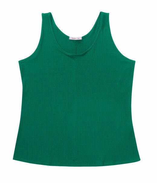 Regata Plus Size Em Ribana Canelada Secret Glam Verde