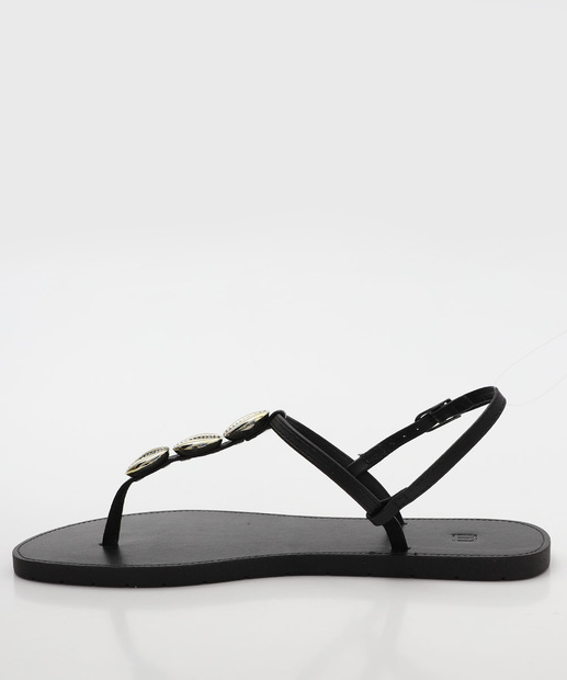 Sandália Feminina Rasteira Conchas Marisa Preto