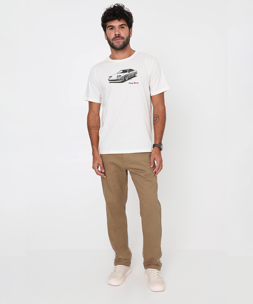 Camiseta Masculina Carro Manga Curta Marisa Off White