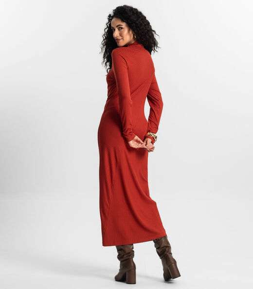 Vestido Manga Longa Feminino Rovitex Laranja