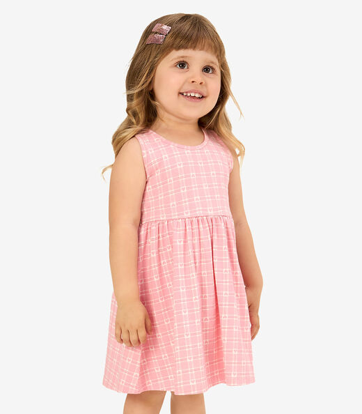 Vestido Infantil Cotton Leve Estampado Rovi Kids Rosa