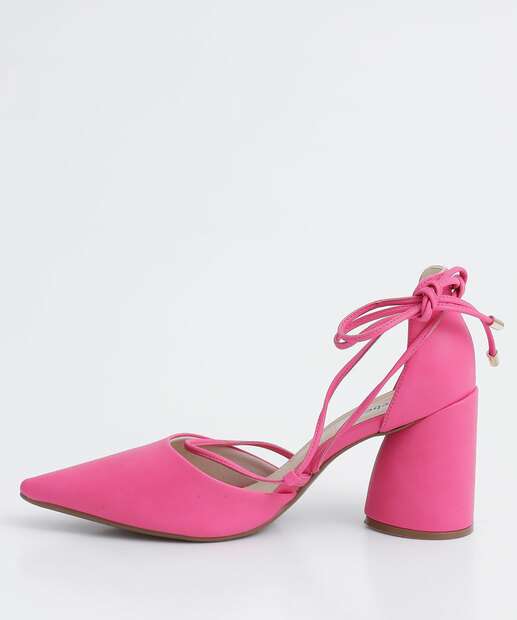 Scarpin Feminino Salto Grosso Amarração Bebecê