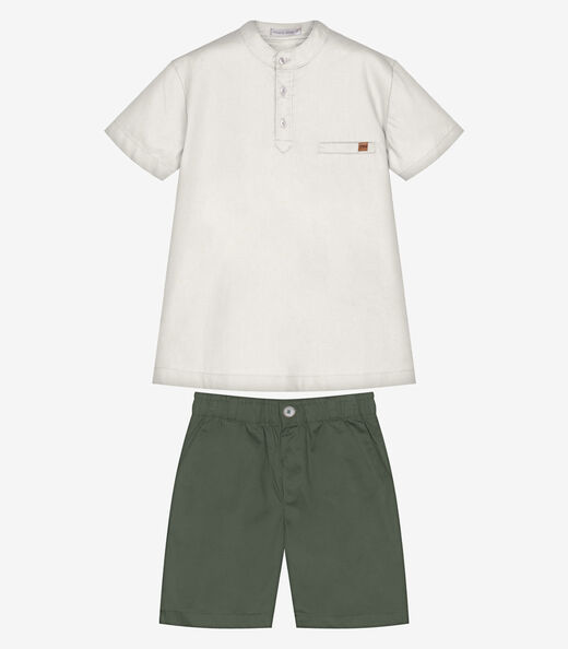 Image_Conjunto Infantil Camisa Com Bermuda Trick Nick Bege