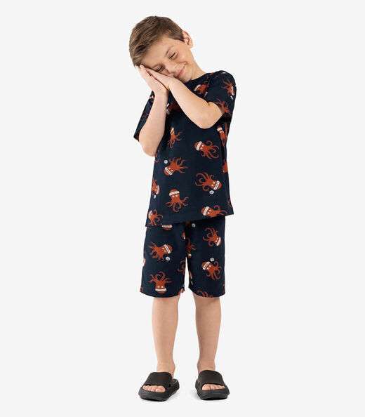 Pijama Infantil Masculino Meia Malha Rovi Kids Azul
