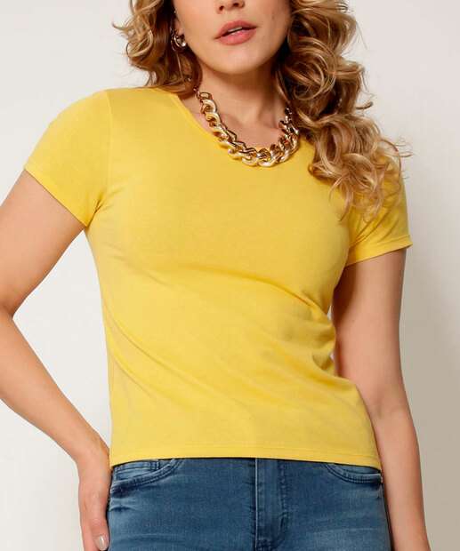 Image_Blusa Feminina Básica Cotton Manga Curta Marisa