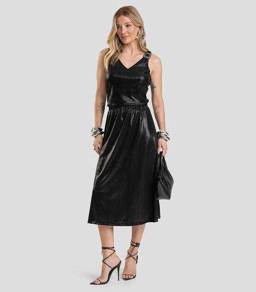 Regata Feminina Plissada Dianna Preto