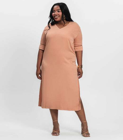 Image_Vestido Manga Curta em Viscose Secret Glam Marrom