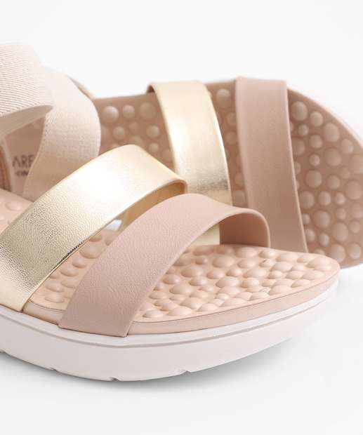 Sandália Feminina Flatform Tiras Modare Bege