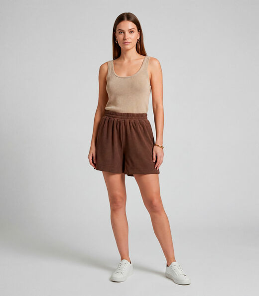 Image_Shorts Feminino Moletinho Gorgurinho Infinita Cor Marrom