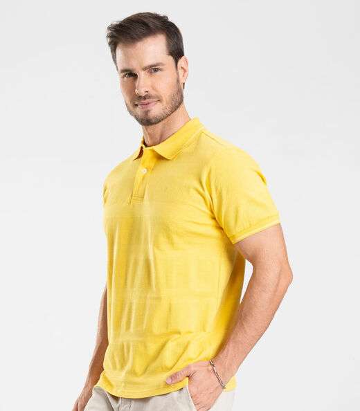 Polo Piquet Masculina Diametro Amarelo