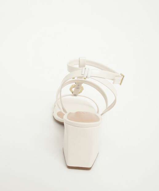 Sandália Salto Grosso Feminina Renata Mello Off White