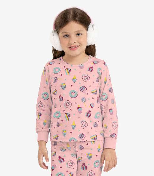 Pijama Infantil Menina Em Meia Malha Rovi Kids Rosa