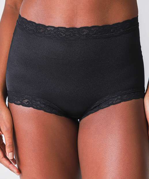 Calcinha Cintura Alta Safira Recorte Renda Demillus