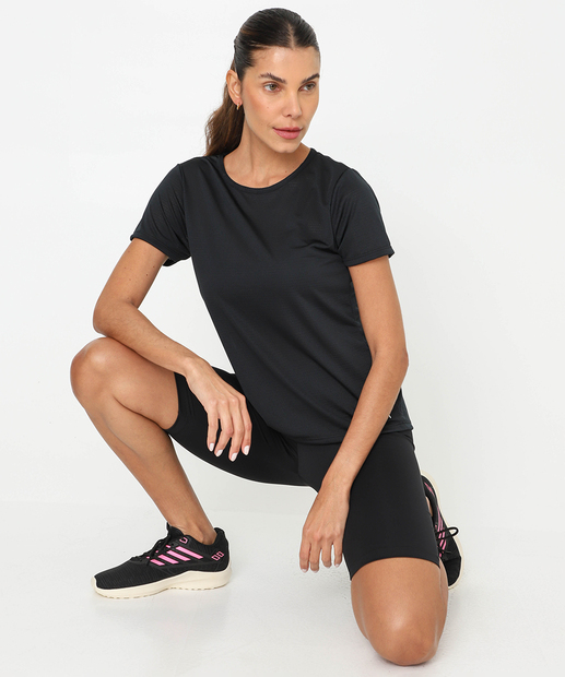 Blusa Feminina Fitness Básica Dry Fit Marisa Preto