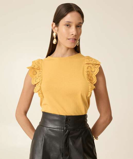 Blusa Regata Feminina Babado Laise Marisa