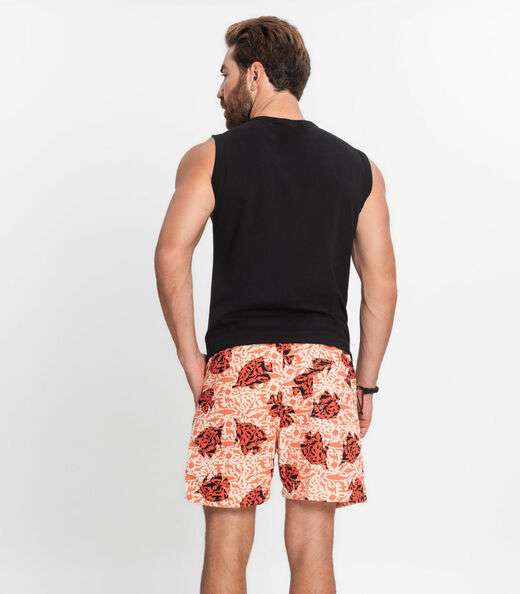 Shorts Masculino Estampado Microfibra Rovitex Laranja
