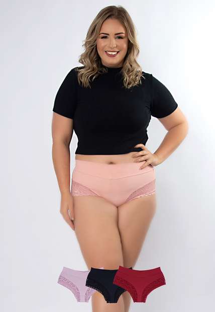 Image_Kit 3 Calcinhas Amada Plus Size Microfibra Concept Lingerie Multicolorido