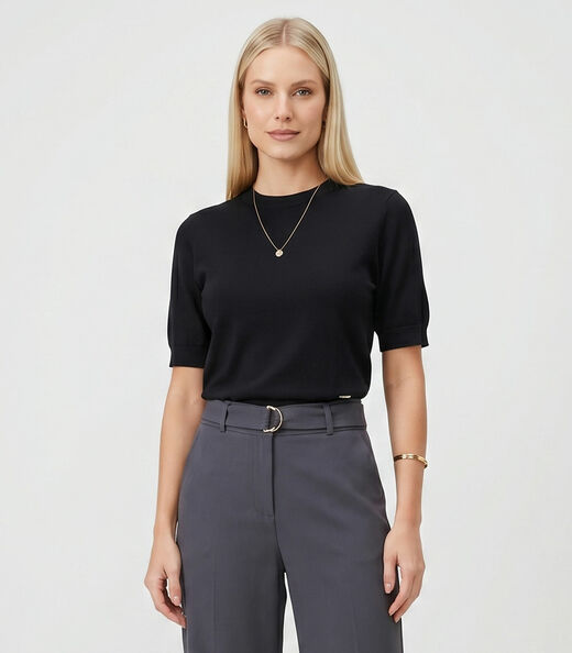 Image_Blusa Feminina Manga Curta Tricot Endless Preto