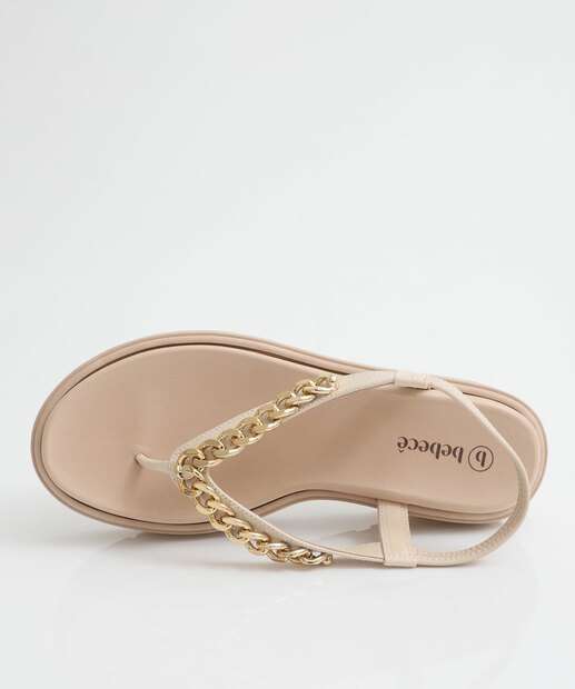 Sandália Feminina Flatform Corrente Bebecê Bege