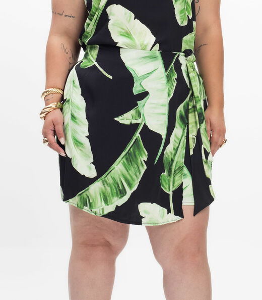 Shorts Saia Feminino Plus Size Secret Glam Preto