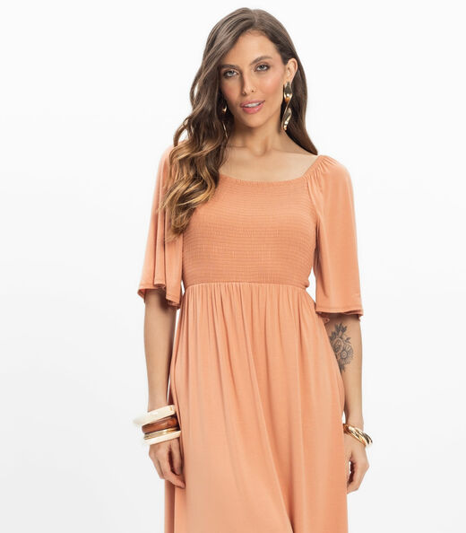 Vestido Midi em Viscotorcion Feminino Endless Marrom