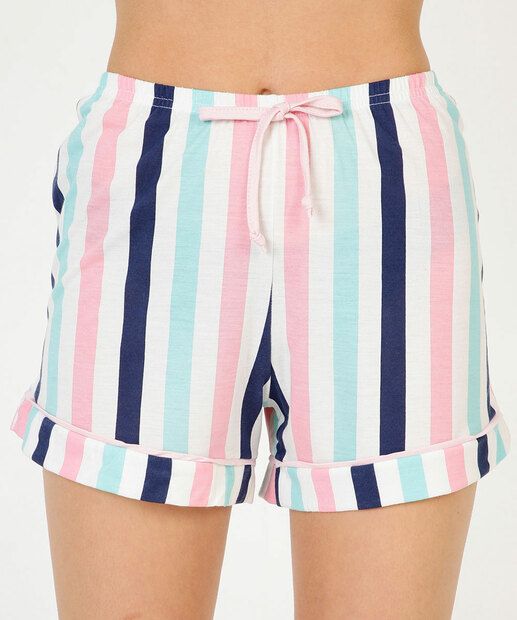 Pijama Feminino Listrado Stitch Manga Curta Disney  