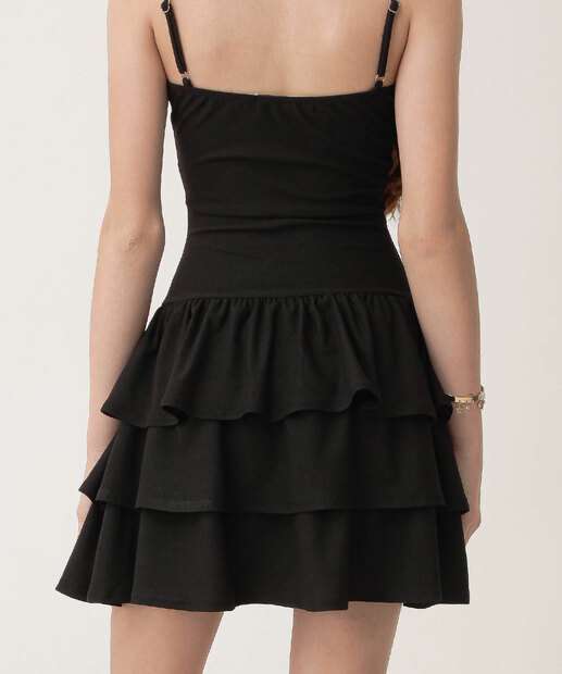 Vestido Juvenil Alças Finas Babado Marisa Tam 10 a 16