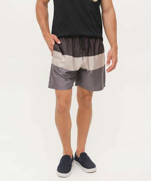 Bermuda Masculina Surf Listras Marisa Cinza