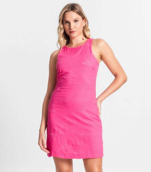 Vestido Curto De Linho Feminino Endless Rosa