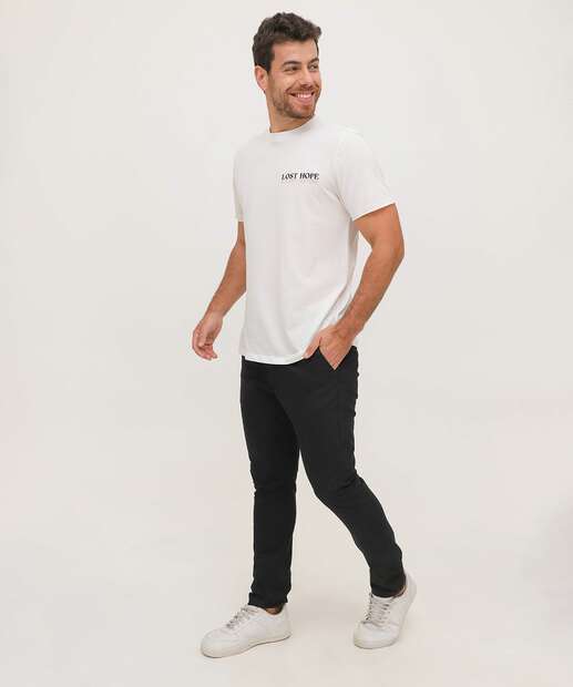 Calça Masculina Slim Sarja Chino Bolsos 