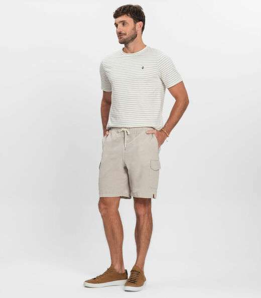 Bermuda Masculina Sarja Cargo Com Elástico Shift Cinza