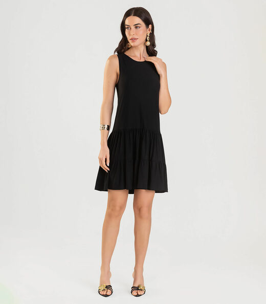 Image_Vestido Curto Feminino De Babados Dianna Preto